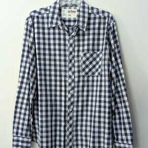 Urban Pipeline Men's Navy Blue Gingham Check Long Sleeve Shirt. Size Large